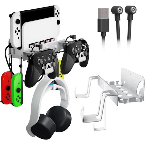 Vægmonteringskit til Nintendo Switch/OLED, 2-i-1 PS5 Controller & Headset Hanger