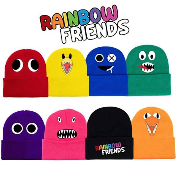 Rainbow Friends Stickad Mössa Tryckt Hatt Barn Vinterpresent Yellow