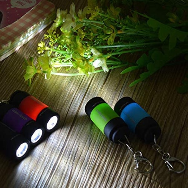 LED-ficklampa Nyckelring - Vattentät Mini USB Uppladdningsbar Blå
