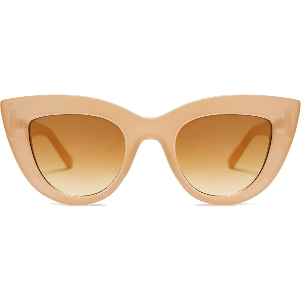 Retro små vintage Cateye solglasögon för kvinnor Söt mode UV400 Sunnies SJ2939-(Mjölkbrun/Brun)