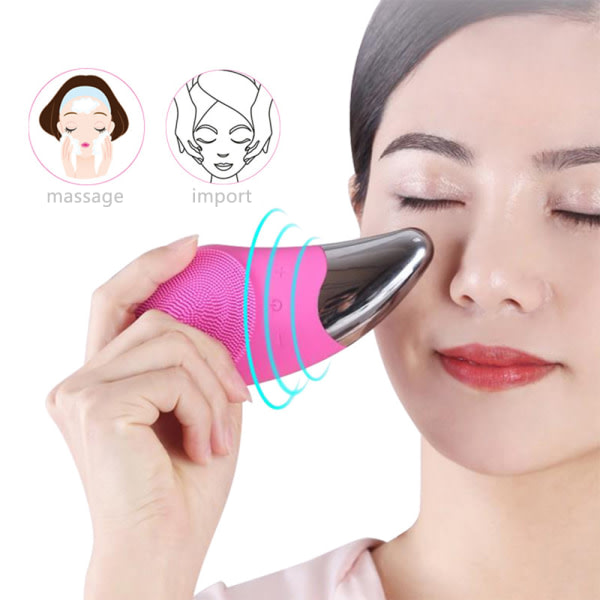 Mini Elektrisk rengöringsborste Silikon Facial SPA Massage Tool rosa