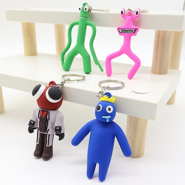 Nya Rainbow Friends Toy Nyckelringar Docka Barn Leksaker Anime Figur Nyckelring Hållare För Bilväskor Tillbehör Julklappar，Style 4