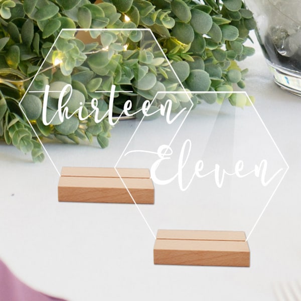 Hexagon akryl bordsnummer skylt med hållare Kit Event Festskyltar Tillbehör för jul Baby Shower Party Dekoration null - A null - A