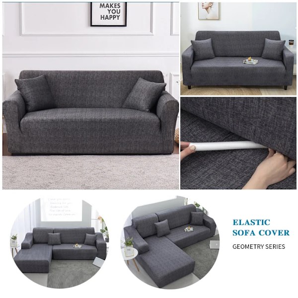 Elastiske sofaovertræk til stue Geometrisk lænestol Loveseat Cover Hjørne L-formet sofa Skal bestille 2 dele cover Farve 4 Stor (190-230cm)1pc