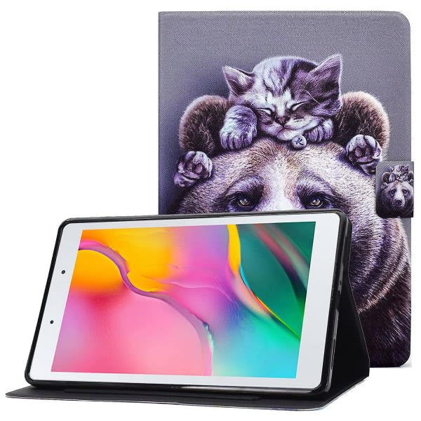 SQBB För Samsung Galaxy Tab A 8.0 (2019) Sm-t290 (wi-fi) / Sm-t295 (lte) Printed magnetisk stängning Skyddande cover med stativ / Ca Cat and Bear