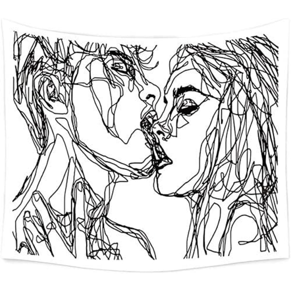 Kvinnor män gobeläng, abstrakt skiss konst kyss älskare karaktär SQBB