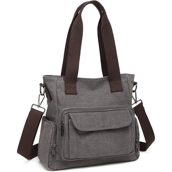 Dam Canvas Tote Taske Skuldertaske Crossbody Taske Lille Håndtaske Multifunktionslomme Top Håndtag Arbejdstasker