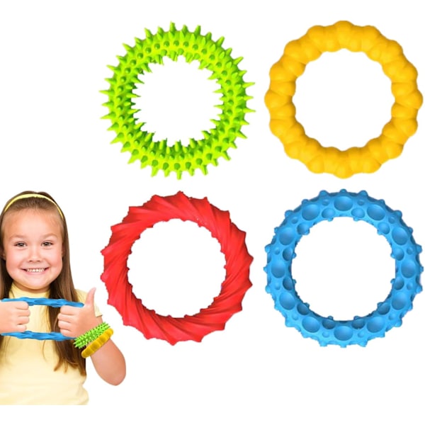 Sensoriska Stretcha Armband | Fidget Leksaker för Småbarn & Barn - Gummiband, 4-pack