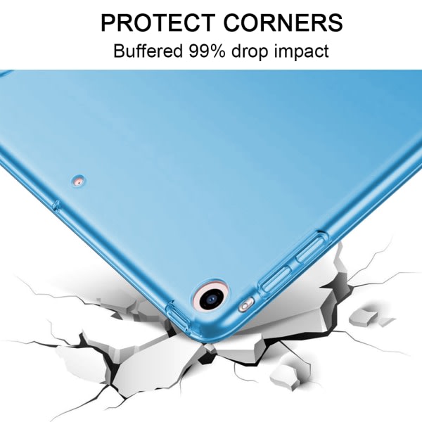 CQBB Case kompatibel med iPad Air 2, genomskinligt magnetiskt case med matt baksida med Auto Sleep/Wake-blue