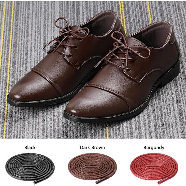 Voksbehandlede Runde Snørebånd 3/32\" til Herre- & Damesko - Sort, Mørkebrun, Bourgogne, 33\" - 3 Par Black Dark Brown Burgundy 33"-3 Pairs