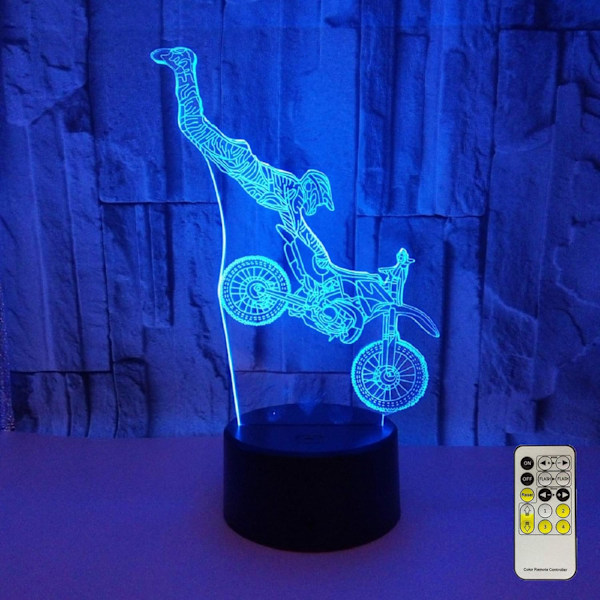 Nattlampor för barn Motocross Lamp LED 3D Illusion USB Mot