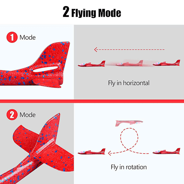 2-pak LED-lys flyvemaskiner legetøj kaster skumflyvemaskiner blinkende lysende svæveflyvemaskiner udendørs sport fødselsdagsfestgaver