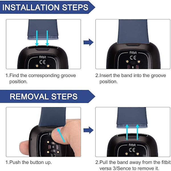 [3-pakkaus] Ranneke Yhteensopiva Fitbit Versa 3 Rannekkeen / Fitbit Sense Rannekkeen Kanssa, Pehmeä Silikoninen Vaihtoranneke A A S