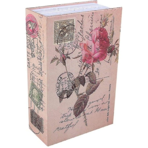 Säkerhetsbox, Haofy bokskåp med nyckel, kassaskåp i ordboksform, låsbar bokskåp för förvaring av pengar, Rose Diary Style