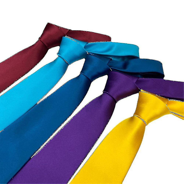 Polyester slips ren färg slips herr slips (brun)