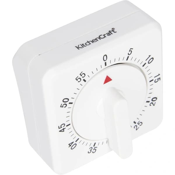 2-pakning mekanisk kjøkkentimer 60 minutter nedtelling med høy ring for matlaging baking studie hvit 2pc