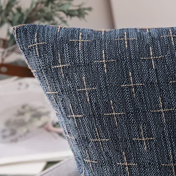 Örngott - Rustikt vävt texturerat örngott - 45×45cm (Blå) - Set om 2 - Hög kvalitet