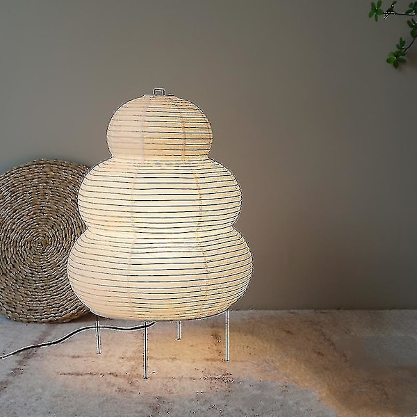 Japansk kreativ stativ golvlampa sovrum sängbord skrivbord vit rispapper bordslampa hem hotell L [DB] Blank Lamp EU-kontakt Blank Lamp EU Plug