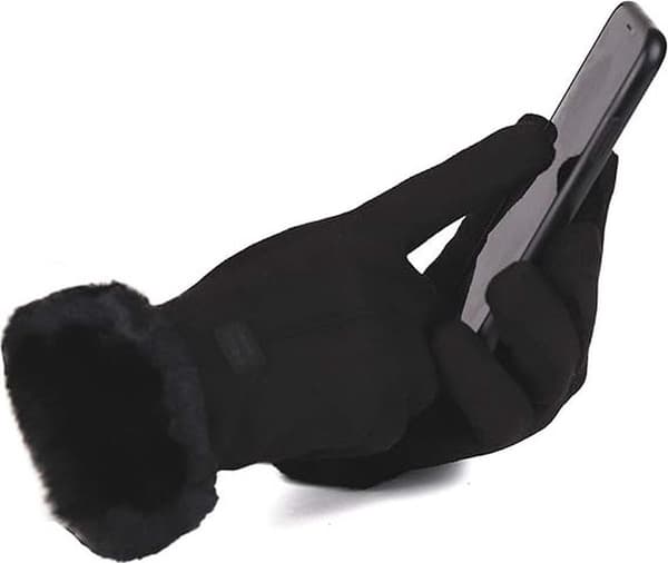 Handsker - 24cm - kvinder - dobbeltlags plus fløjl - touchscreen - vindtæt - hudvenlig og blød - Daiyue Sort