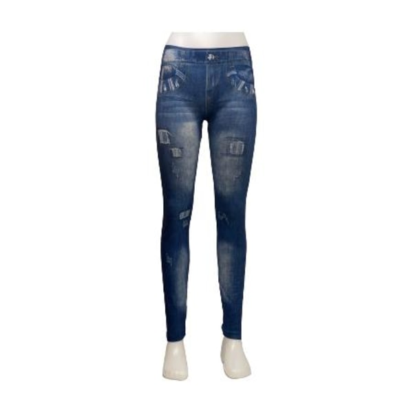 Mönstrade Jeans Leggings med tryck blue one size