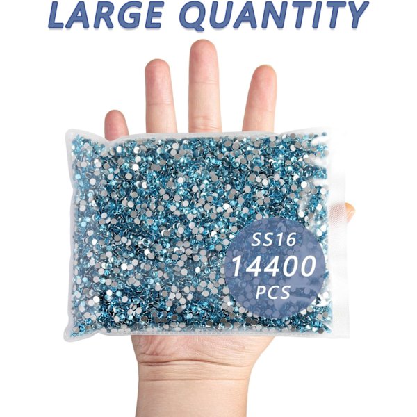 14400 kpl Punaiset Litteät Strassit DIY-Töihin, Akvamariini, SS16, 3.8-4.0mm Aquamarine SS16/14400pcs