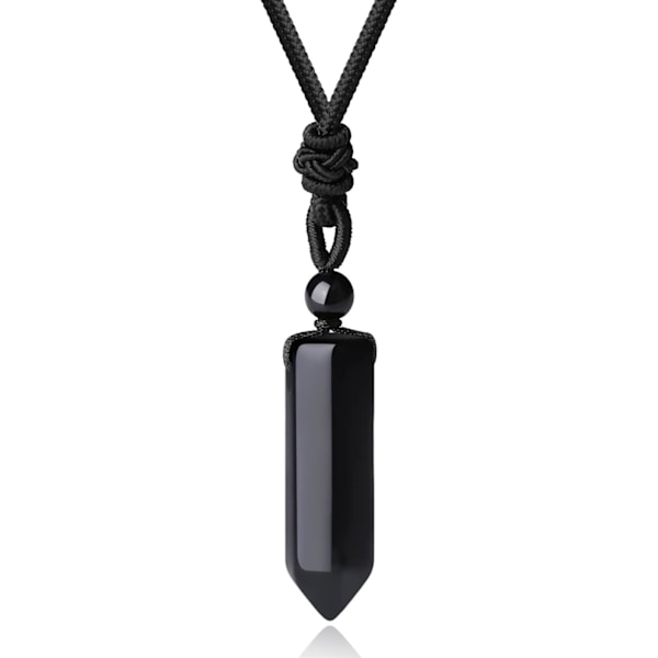 Krystal Halskæde til Mænd og Kvinder, Justerbar Reb Hexagonal Spids, Helbredende Krystal, Natursten, Vedhæng, Halskæde, Ædelstens Smykker Sort Obsidian Black Obsidian