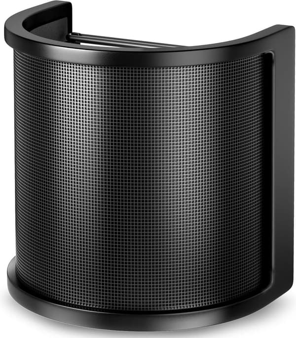 Mikrofon Popfilter, Opgraderet 3 Lag (Metalnet & Skum), Vindskærm til Vokaloptagelse, Størrelse S