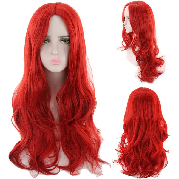 29,5" 75 cm lång lockig röd peruk för kvinnor lång röd cosplayperuk för fest cosplay Halloween SQBB