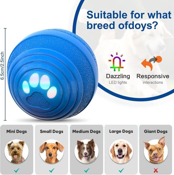 Lollanda Interaktiv Hundeball for Små/Mellomstore Hunder, 4 Moduser, TPU+PC, Vannresistent Blå