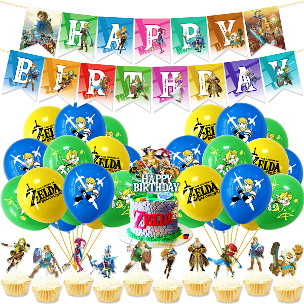 The Legend of Zelda festdekorationer: Komplett set för en födelsedagsfest med Hyrule-tema! Paket 1 18-delars ballongset Package 1 18Pcs Balloons Set