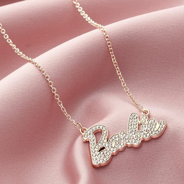 Barbie Crystal Script Logo -kaulakoru xixl kulta Gold-max Gold