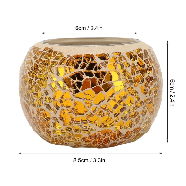 Mosaikljusstake Handgjord utsökt romantisk guldglasljusstake värmeljusljusstake för matbord