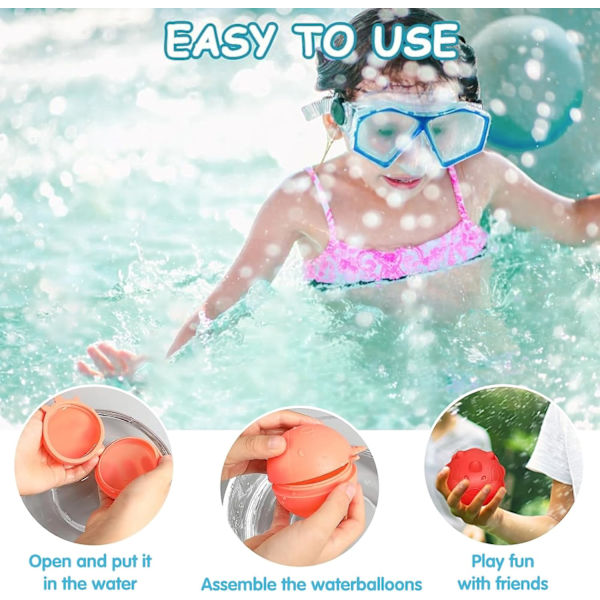 15 stk. Selvlukkende Vandbomber, Genanvendelige Silikon Splash-bolde til Pool & Strandfest Sjov 15 pcs