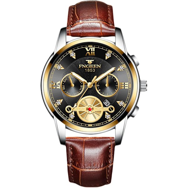 Herrar Analog Kvarts Armbandsur Vintage Elegant Armbandsur Datumskalender Luminous Klocka Svart Brun A Black brown A