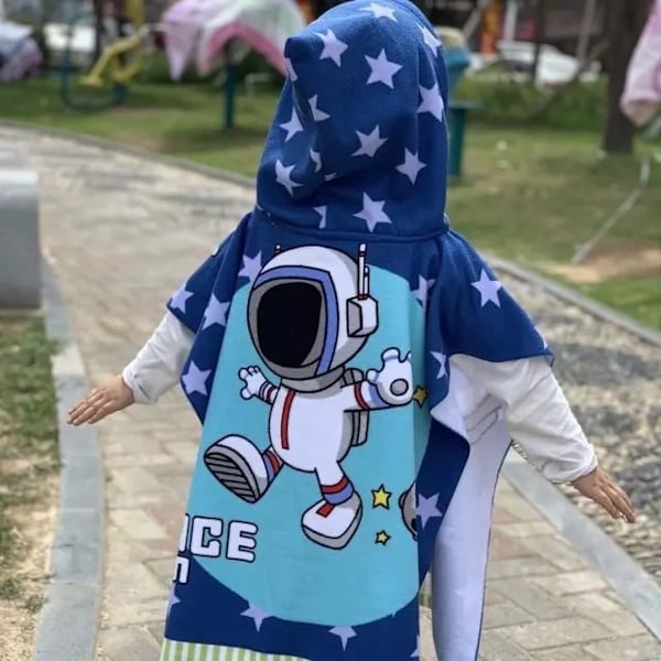 Nyfödd omlottfilt tecknad barn barn huvkappa spädbarnsbadrock baby badhandduksrock bomull pojke flicka strandrock cap astronaut