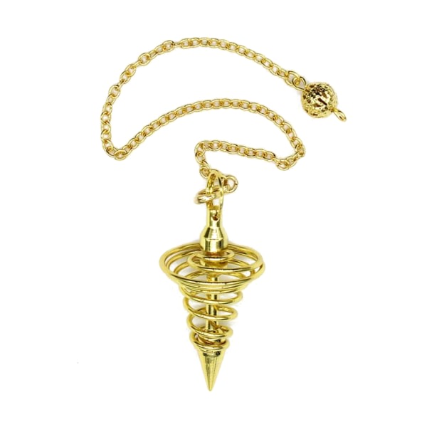 Metal Dowsing Pendel Kedja Spådom Reiki Healing Pendel Andlig amulett Pendel Spiral Coil Point Yoga Smycken Förgyllda
