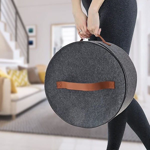 Hatboks Stor kapacitet Foldbar Støvtett hatopbevaringspose med synligt vindue til mænd Kvinder Hat Rejse hjem sovesal opbevaring G1y5 (FMY) Grå Dia 40cm China Grey Dia 40cm