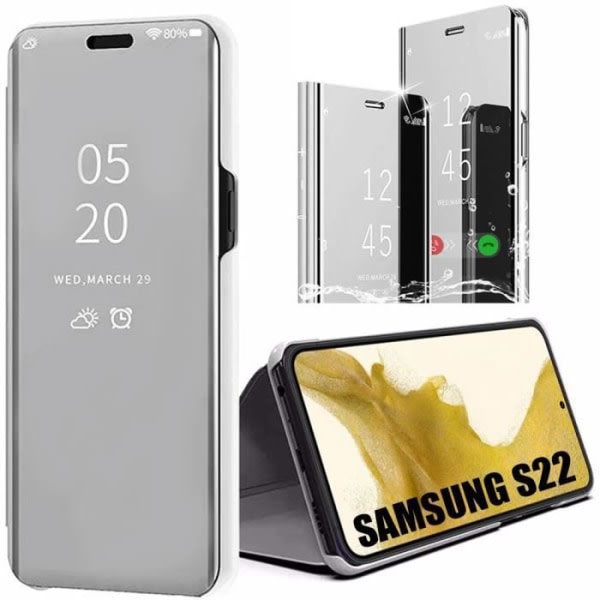 CQBB Helkroppsfodral för Samsung S22 Protection 360 Clear View Smart Fodral - Silver