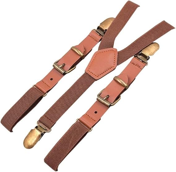 Unisex Y-form Starka 3 Clips Seler Elastiske Bånd Brun S-max