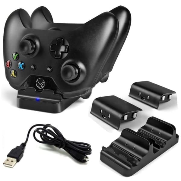 Ladestation til Xbox One til to controllere - med batterier—max