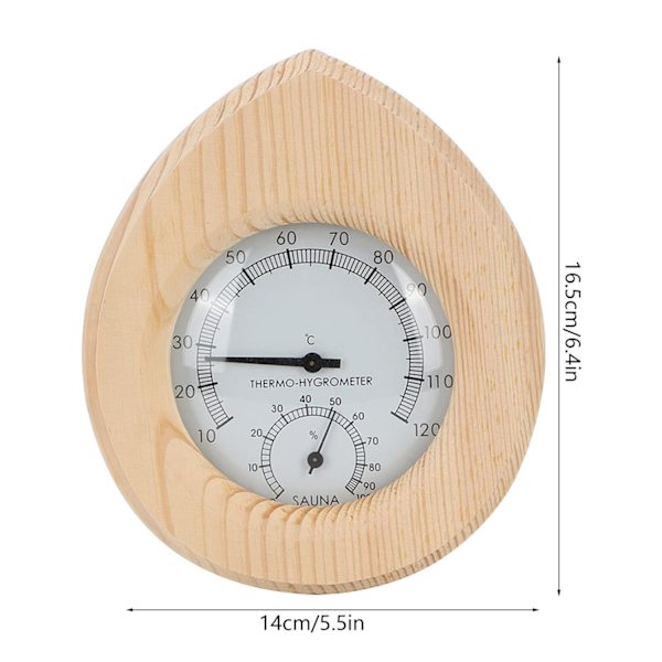 Bastu Rum Inredning Hygrometer Termometer, Trä Termo-Hygrometer Termometer Hygrometer Ångrum Bastu Tillbehör