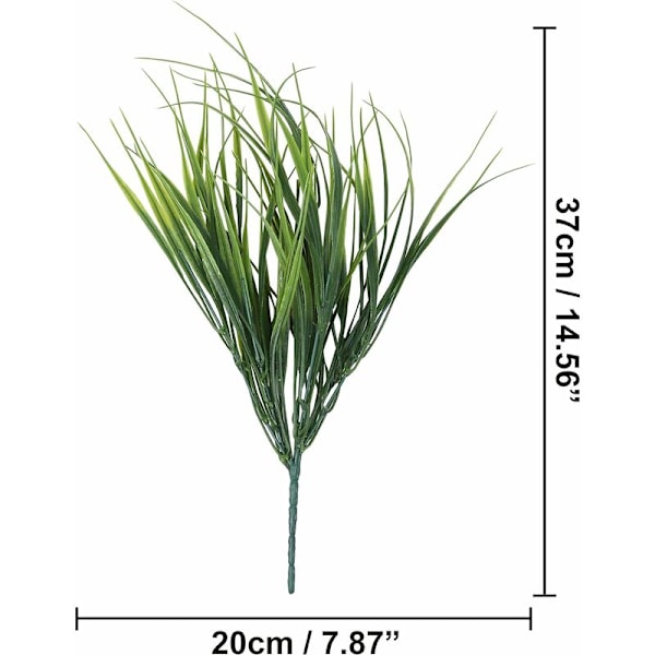 6 stk falske grønne plante simuleringsgress 7 plastgafler grønt hvetegress kryptering 7 gafler 98 blader,