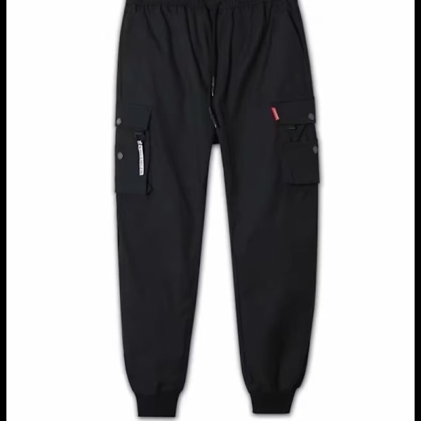 Amerikanske Patchwork Cargo Bukser Mænd Mode Mærker Løs Lige Ben Ankel Brændte Bukser Mænd Sportsbukser Casual Bukser Lange Bukser Forår Og Efterår. Sort XL