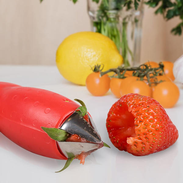 Kärnavlägsnare i rostfritt stål för frukt (röd, 2-pack)