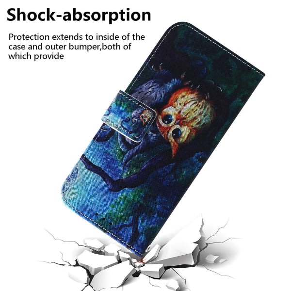 SQBB Kompatibel med Motorola Moto G42 Case Ugglamönster Magnetic Flip Plånbok Phone case Kickstand Kreditkortshållare Cover