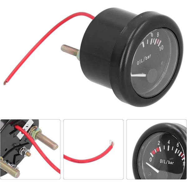 Olietryksmåler, Marine Motor Olietryksmåler LED-baggrundsbelysning med Advarselssensor Indikatorlampe 12V