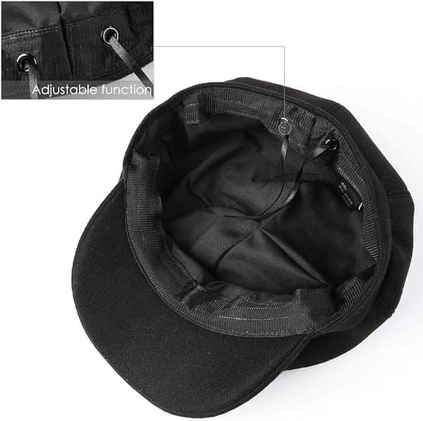 Dame Beret - Hat Vinter Varm Efterår og Ottekantet Hue Blød Justerbar med Skygge Mode Klassisk Efterår/Vinter Stil Sort_yu