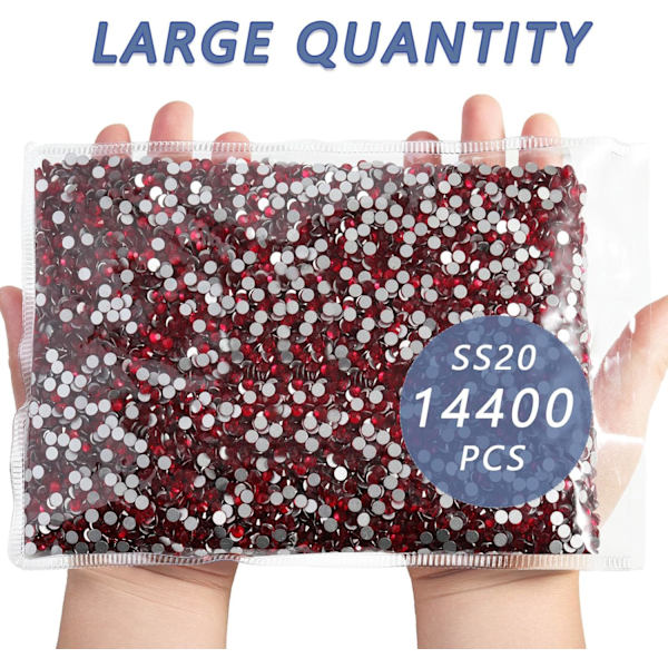 14400 stk Røde Flade Rhinestones til DIY Håndværk, Siam, SS20, 4,6-4,8 mm Siam SS20/14400pcs