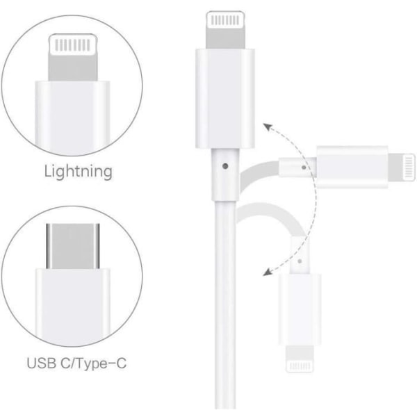 CQBB USB-laddningskabel för iPhone 14 Pro Max - 14 -14 Pro 14 Plus - 2 meter kabel - Vit