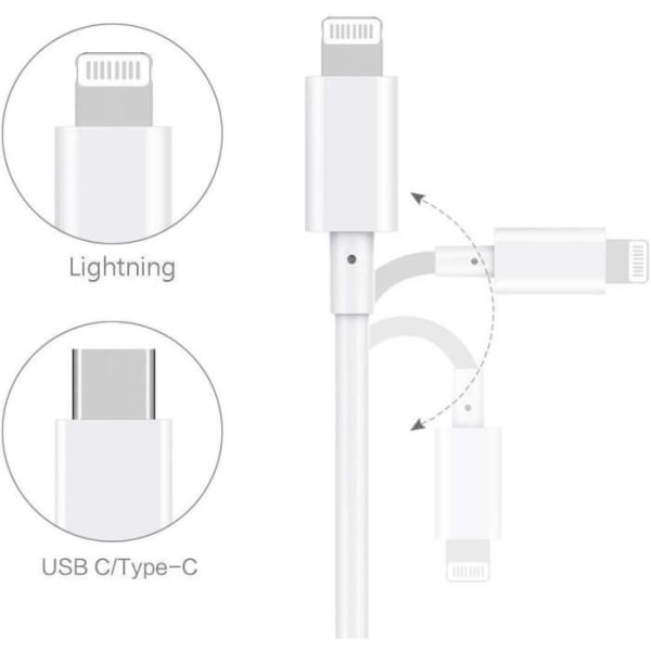 CQBB USB-opladningskabel til iPhone 14 Pro Max - 14 -14 Pro 14 Plus - 2 meter kabel - Hvid